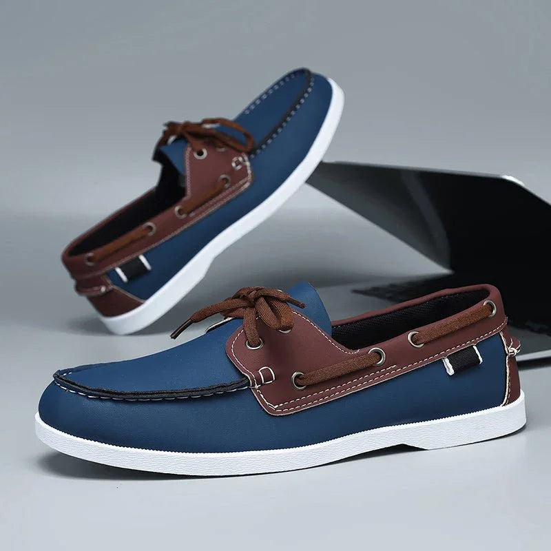 Mocasines de Lona para Hombre Estilo Slip-On con Suela de Goma y Puntera Redonda